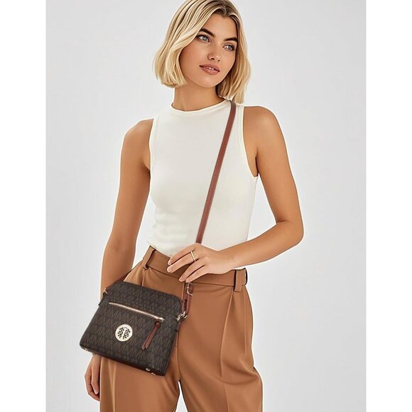 Women's Vegan Leather Crossbody Bag Medium with Multiple Pockets for Travel - Picture 6 of 7